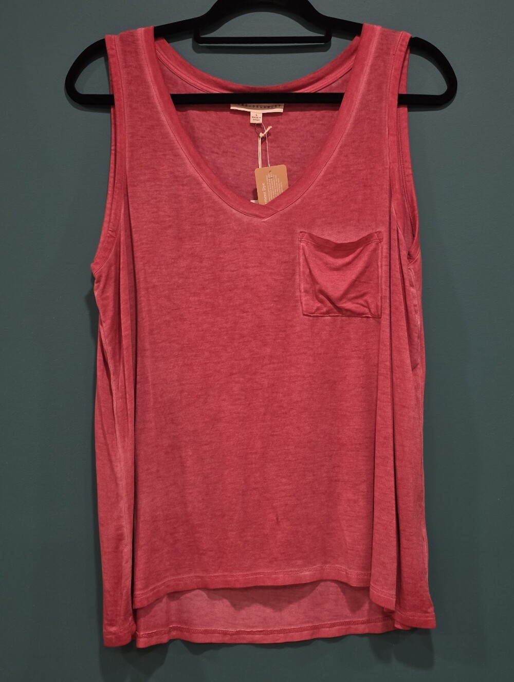 NWT Jane + Delancey Pink Garment Dyed Pocket Tank Large